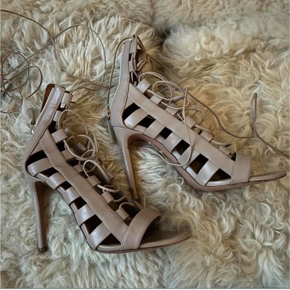 Aquazurra Amazon 105 Nude Heels 37.5 - Picture 2 of 7